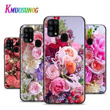 Capa de celular peônia com flor rosa para samsung, galaxy a12 m31 m10 m10s m20 m21 m30 m40 m60s note 20 10 plus ultra lite 2024 - compre barato