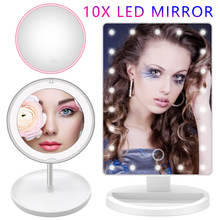 LED Light Makeup Mirror Lamp 10X Magnifier Battery Vanity Magnifying Glass Make Up Mini Bath Cosmetic Bathroom Smart Suction Cup 2024 - buy cheap