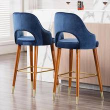  Luxury Bar Chair American Country High Chair Nordic Bar Chair Fashion Modern Velvet Solid Wooden High Stool 2024 - buy cheap