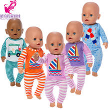17 Inch Baby New Born Doll Clothes Pants Suit Cute Cartoon Car Boat Pattern 18 Inch Doll Clothes Soft Home Pajama Set 2024 - buy cheap