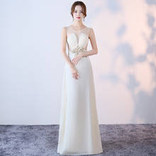 Qipao-Vestido largo de fiesta estilo Oriental para mujer, vestido chino de noche con escote en V profundo, color blanco 2024 - compra barato