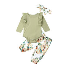 Citgeett-Conjunto de ropa para niña recién nacida, Pelele con volantes, Tops verdes y pantalones con estampado Floral, para primavera y otoño 2024 - compra barato