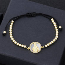 Pulseira religiosa cristã, bracelete ajustável para mulheres, pingente de concha de jesus, joia dourada 2024 - compre barato
