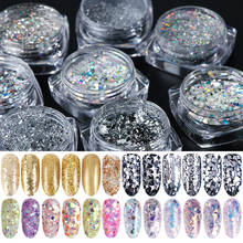 8 Box Nail Glitter Sequins Set Gold Sliver Mix Hexagon Round Flakes Chrome Nail Art Powder Dust Manicure Nail Decoration SA1506 2024 - buy cheap