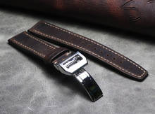 Correa de reloj de cuero Retro hecha a mano, cosida a mano, correa de reloj con hebilla plegable de 20mm, 21mm y 22mm 2024 - compra barato