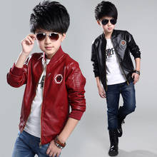 Top Quality Spring Leather Boys Jacket And Coat Waterproof  Fashion Pattern O-Neck Black Kids Blazers Jackets Free Shipping 2024 - buy cheap