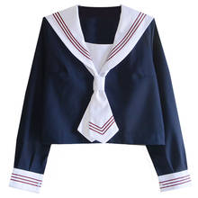 Uphyd-uniforme escolar de Anime japonés para niña, uniforme de marinero de manga larga, Color Azul Marino JK, para primavera y otoño 2024 - compra barato