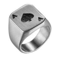 BONISKISS Unique Classic Poker Spades A Biker Cool Ring Stainless Steel Men's Ring Jewelry Silver Color Size 7-14 Wholesales 2024 - buy cheap