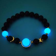 Glow In The Dark Blue Sand Crystal Women Charm Bracelet New Stars Moon Beaded Luminous Bracelet Fashion Simple Jewelry Wholesale 2024 - buy cheap