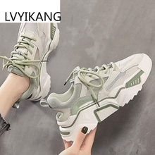 2021 Women's Lace-up Color Matching Sneakers Fashion Women's Shoes Comfortable Breathable Casual Shoes Women Mesh Platform Shoes 2024 - buy cheap
