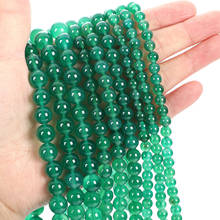 Natural Stone Beads Green Agate Round Loose Beads for Jewelry Making Needlework DIY Bracelets Necklace Strand 4-12 MM 2024 - buy cheap