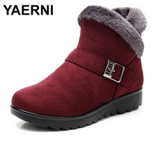 YAERNI/зимние короткие теплые ботинки с Плюшевым Мехом; Женские ботильоны на платформе размера плюс; Женская замшевая обувь на молнии; FreeE1242 2024 - купить недорого