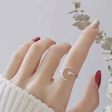 Anel de noivado de cristal na moda estrela & lua anel romântico jóias femininas casamento aniversário anéis de promessa para feminino presente 2024 - compre barato