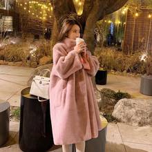 Winter Women Loose Furry Soft Faux Rabbit Fur Coat Korean Style Oversized Streetwear Female Pink Fur Coat Jackets 2024 - buy cheap