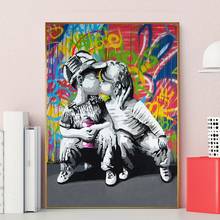 Nordic Canvas Painting Fashion Boy Girl Kiss Picture Wall Art Home Decor Poster Living Room Bedroom Abstract Art Oil Painting 2024 - buy cheap