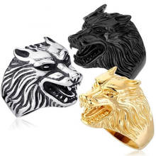 Модные ювелирные изделия FDLK, классные кольца с волком в стиле панк для мужчин и женщин, Золотое и черное кольцо, размер США 2024 - купить недорого