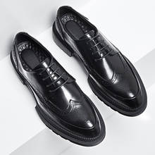 Zapatos brogue de cuero genuino para hombre, calzado informal de estilo coreano, para negocios, boda, formal, talla negra 2024 - compra barato