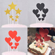 7pcs Love Wedding Cupcake Topper Gold Red Heart Star Paper Cake Topper For Valentine Wedding Party Cake Decorations Baby Shower 2024 - buy cheap