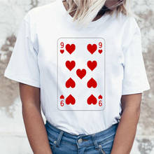 Camiseta com estampa de pôquer, camiseta engraçada para o verão, cartões de harajuku, 9 t, camiseta feminina branca, coreana, anos 90, roupas estéticas, camisetas kpop 2024 - compre barato