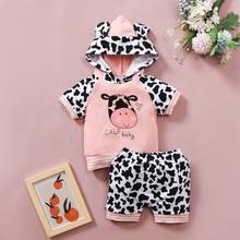 Summer Baby Girls Clothes Sets Cute Cow Printed Casual Short Sleeve Hoodie T-shirt Tops+Shorts Outfits Cartoon Animal Girls Set 2024 - buy cheap