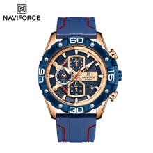 NAVIFORCE-Reloj de lujo para hombres, cronógrafo informal de moda, correa de silicona azul de TPU, de cuarzo, 3ATM resistente al agua, nuevo 2024 - compra barato