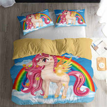 HELENGILI 3D Bedding Set Unicorn Print Duvet Cover Set Lifelike Bedclothes with Pillowcase Bed Set Home Textiles #DJS-19 2024 - buy cheap