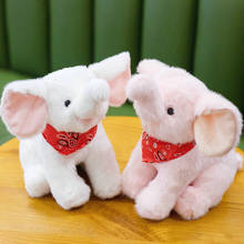 Elefante fofo de pelúcia, brinquedo realista de alta qualidade, elefante rosa, boneco de pelúcia, presente de menina, cachecol vermelho, decoração, brinquedo de bebê 2024 - compre barato