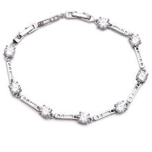 MxGxFam элегантные браслеты с белым цирконием для женщин, модные ювелирные изделия 20 см родиевый золотой цвет 2024 - купить недорого