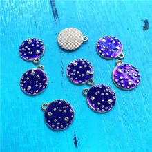 18pcs Purple Enamel Round Shape Star Charms Pendant Fit DIY Women Handmade Earring Jewelry Making Supplies Aesthetic Accessories 2024 - buy cheap