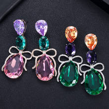 JANKELLY  luxury water drop Shape ZA Long Earrings  Cubic Zirconia Women Wedding boho square aros Big Earrings Bijoux 2024 - buy cheap