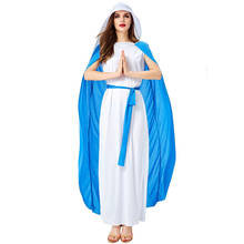 Disfraz de Halloween para mujer adulta, capa azul y blanca, capa de pulverizador, vestido de monja, sacerdote, cosplay 2024 - compra barato