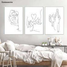 Love Hand Canvas Art Painting Warm Family Poster Abstract Line Art Print Romantic Kiss Pictures Minimalist Wall Art Home Decor 2024 - buy cheap