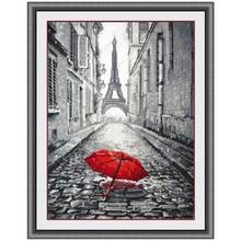 Rain in paris patterns Counted Cross Stitch 11CT 14CT 18CT DIY wholesale Chinese Cross Stitch Kits Embroidery Needlework Sets 2024 - buy cheap