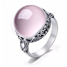 Moonrocy anel prateado rosa opala antiga, anel tendência ajustável anel feminino vintage cristal joias verão meninas envio direto 2024 - compre barato