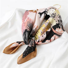 Bufanda cuadrada de seda para mujer, pañuelo pequeño de marca de lujo con estampado de pelo, bandas para el cuello, chal de satén 2024 - compra barato