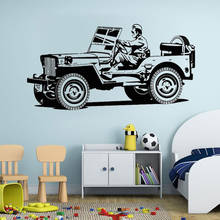 Pegatina de pared de coche del ejército de dibujos animados para sala de estar, niños, dormitorio, decoración de pared del hogar, calcomanías de pared extraíbles 2024 - compra barato