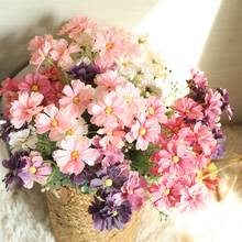 Simulação de flores de seda artificial falso margarida crisântemo flores folha floral para buquê de noiva decoração de casamento em casa 2024 - compre barato