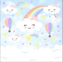 8x8FT Colorful Rainbow Blue Sky Smile Clouds Air Balloons Custom Backgrounds Photo Studio Backdrops Vinyl 240cm x 240cm 2024 - buy cheap