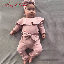 2020 autumn baby girls clothing sets kids ruffle collar long sleeve top + pant suit infant children's ins clothes 2024 - buy cheap