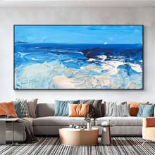 Abstract Thick Textured Blue Sea Painting 100% Hand Painted Oil Painting On Canvas Modern Wall Art For Home Room Decoration 2024 - buy cheap