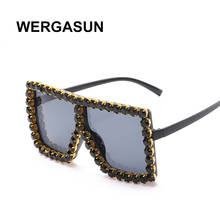 WERGASUN Oversized Square Colorful Diamond Sunglasses Women Big Frame Luxury Crystal Sun Glasses For Female Rhinestone Eyewear 2024 - buy cheap