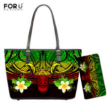 FORUDESIGNS Large Leather Handbag Polynesian Hawaiian Plumeria 3D Print Women Shoulder Bags Gradient Samoan Style Top-handle Bag 2024 - buy cheap