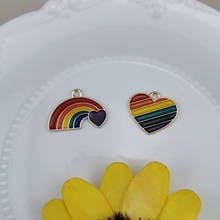 10pcs Colorful Heart Rainbow Enamel Charms Jewelry Accessories Earring Pendant Bracelet Necklace Zinc Alloy Gold Tone Charms 2024 - buy cheap