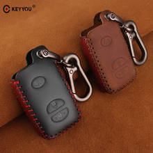 KEYYOU Leather Remote Smart Car Key Case Cover For TOYOTA Avalon Camry Corolla Highlander Hybrid RAV4 Prius 2012 2013 3 Button 2024 - buy cheap