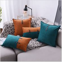 Funda de almohada de terciopelo naranja y verde para decoración del hogar, cubierta de cojín de terciopelo PU para sofá, 30x50cm/45x45cm 2024 - compra barato
