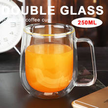 Tazas de café de vidrio, taza de té creativa de 250ml, barra de comedor de doble pared, contenedor de bebidas térmico aislado 2024 - compra barato