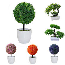 Artificial Plants Bonsai Plastic Simulation Tree Desktop Ornaments  Pot Decorative Fake Flowers Leaves Garden Plant Home Decor 2024 - buy cheap