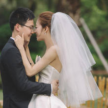 2 t véu de casamento curto macio tule véus de noiva com pente barato marfim branco noiva véus acessórios de casamento 2024 - compre barato
