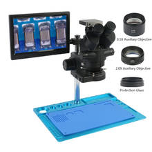 Microscópio trinocular simul-focal estéreo, 1080x7x, 45x90x, 37mp, 10.1 p, hdmi, usb, câmera de vídeo, tela de "para solda em pcb, telefone 2024 - compre barato