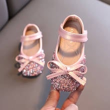 Baby Toddler Girl Elegant Bow Party Dress Glitter Leather Shoe Children'S For Girls Spring Princess Shoe Kids 1 2 3 4 5 6 Years 2024 - buy cheap